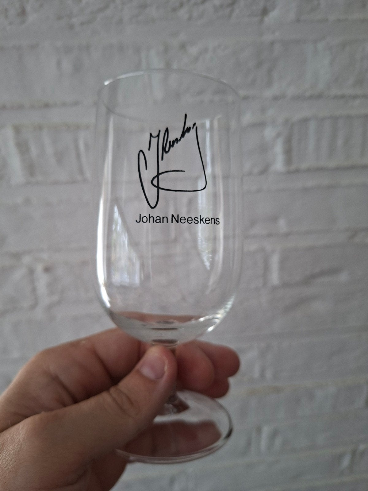 Ajax leerdam glas - Johan Neeskens met handtekening, Ophalen of Verzenden, Zo goed als nieuw, Ajax, Overige typen
