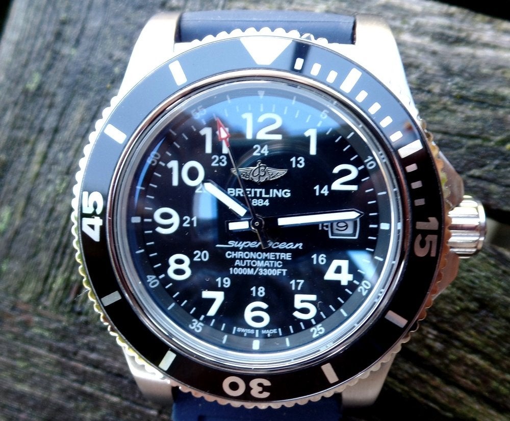 Breitling Superocean black 44mm REPLICA, Sieraden, Tassen en Uiterlijk, Staal, Breitling, Polshorloge, Overige materialen
