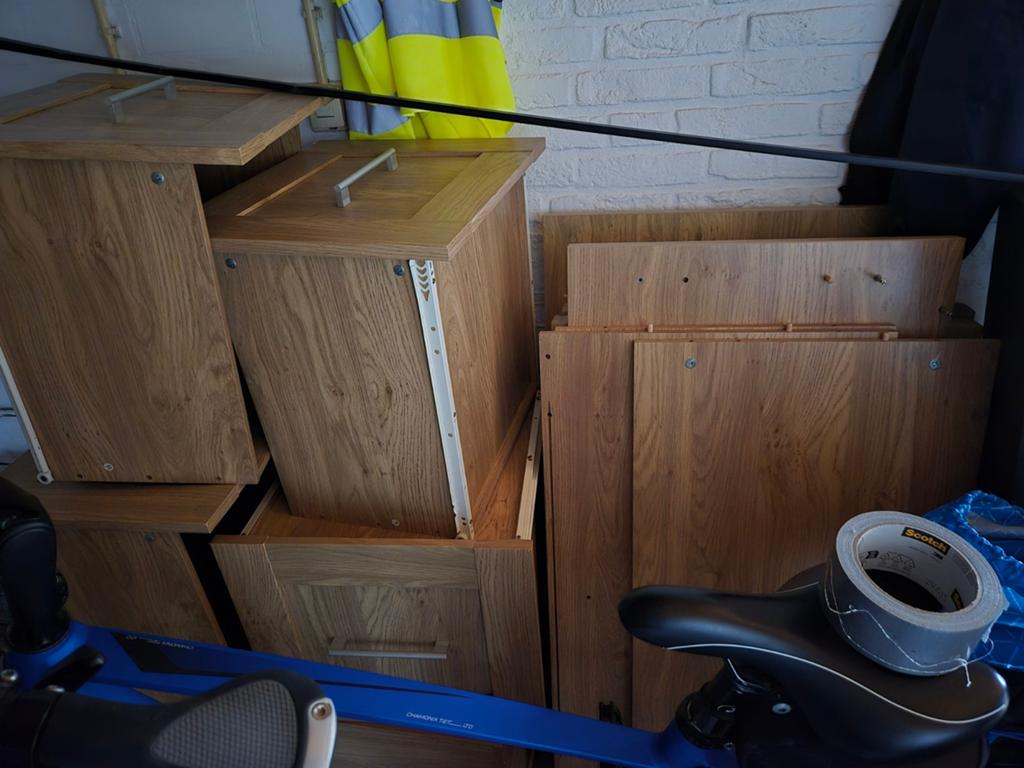Houten ladekasten en planken - Eikenhout, Met plank(en), Gebruikt, Functioneel, Klassiek, Eikenhout