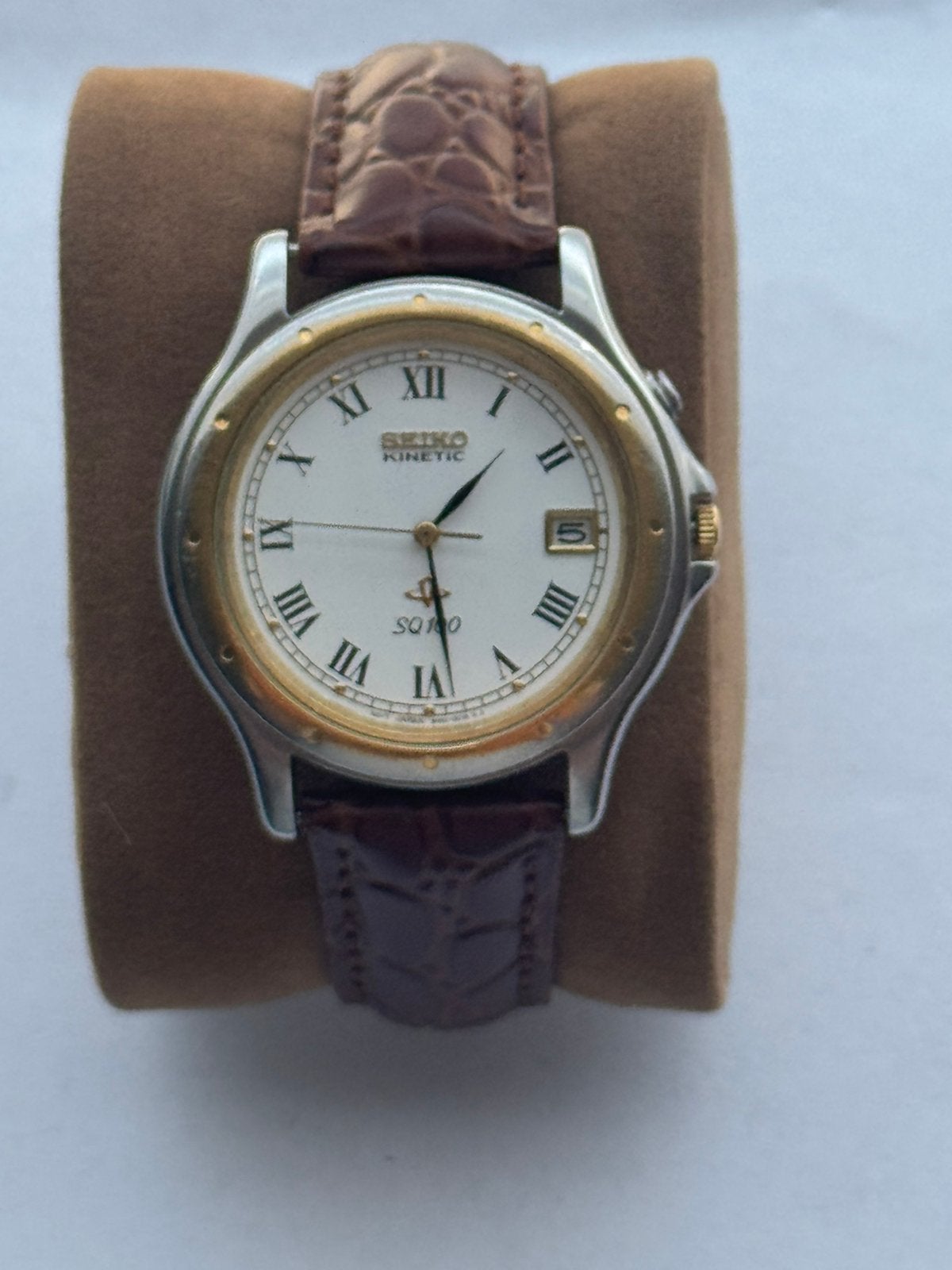 Seiko Kinetic SQ100–Nieuwe Capacitor/Accu – Werkt Uitstekend, Seiko, Staal, Met bandje, Polshorloge