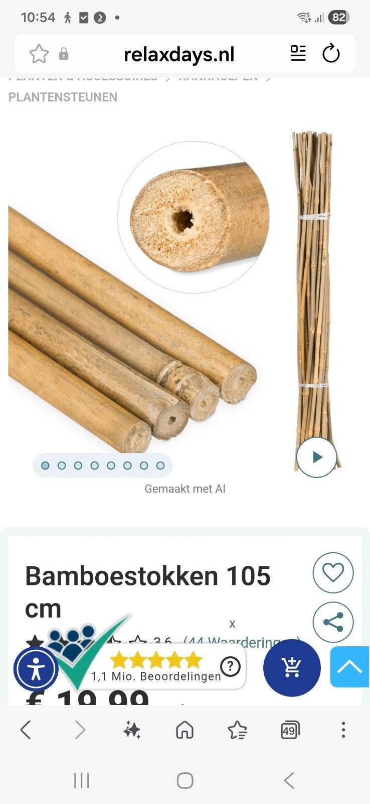 bamboestokken 25 stuks, Tuin en Terras, Ophalen, Bloeit niet, Overige soorten, Halfschaduw
