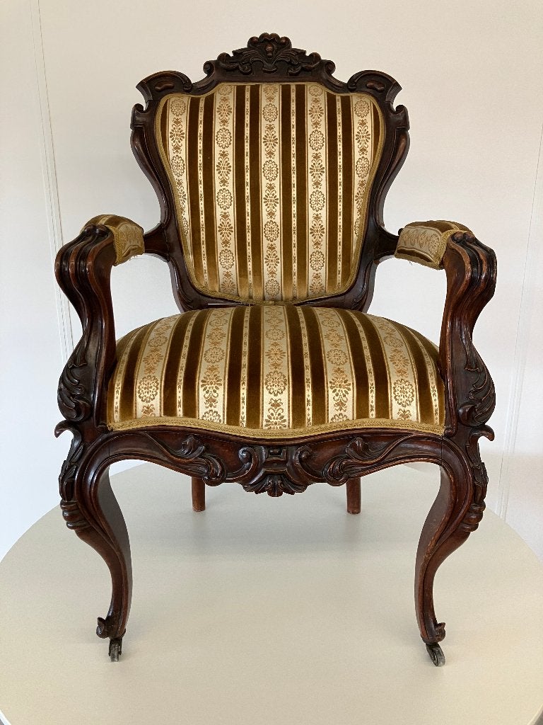 Prachtige Frans Victoriaans fauteuil met fluwelen bekleding, Ophalen of Verzenden