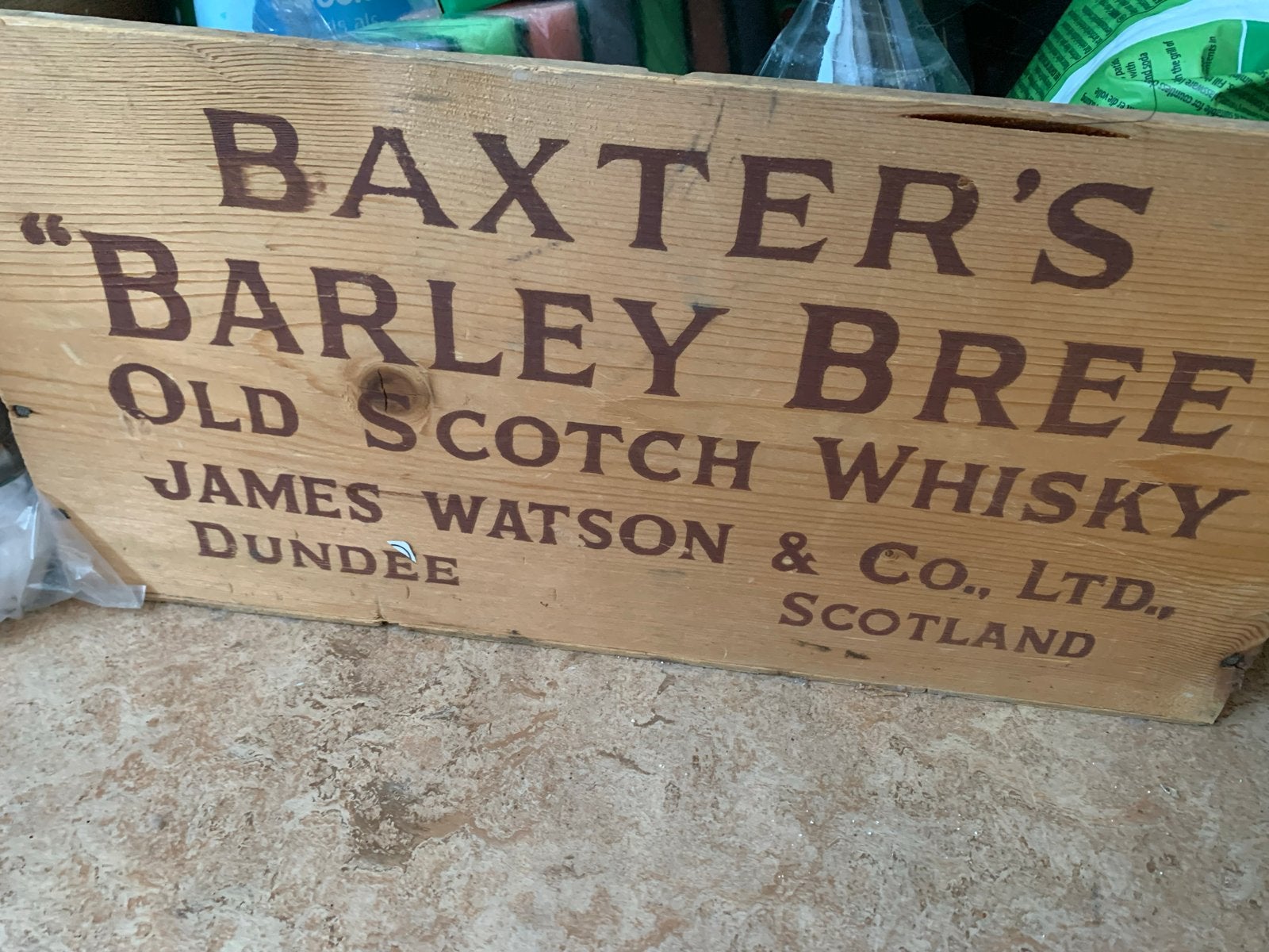 Vintage Houten Kist 'Baxter's Barley Bree Old Scotch Whisky', Ophalen