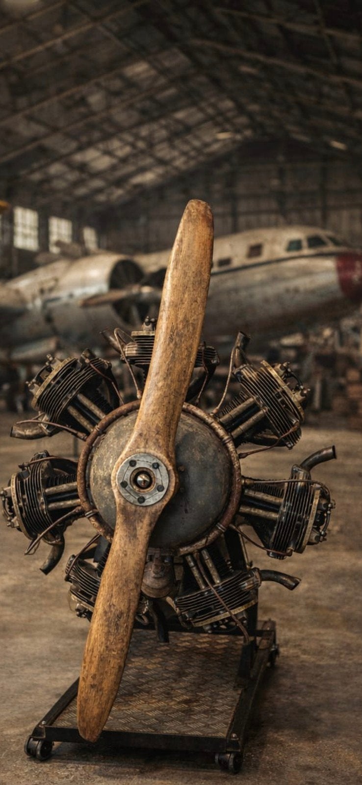 Unieke 7-cilinder Radiaalmotor Sterrenmotor met Propeller, Ophalen