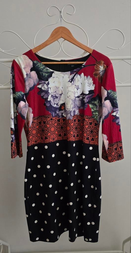 Smashed Lemon Bloemenprint Jurk met Polka Dots, Maat 42/44 (L), Ophalen of Verzenden, Zo goed als nieuw, Knielengte