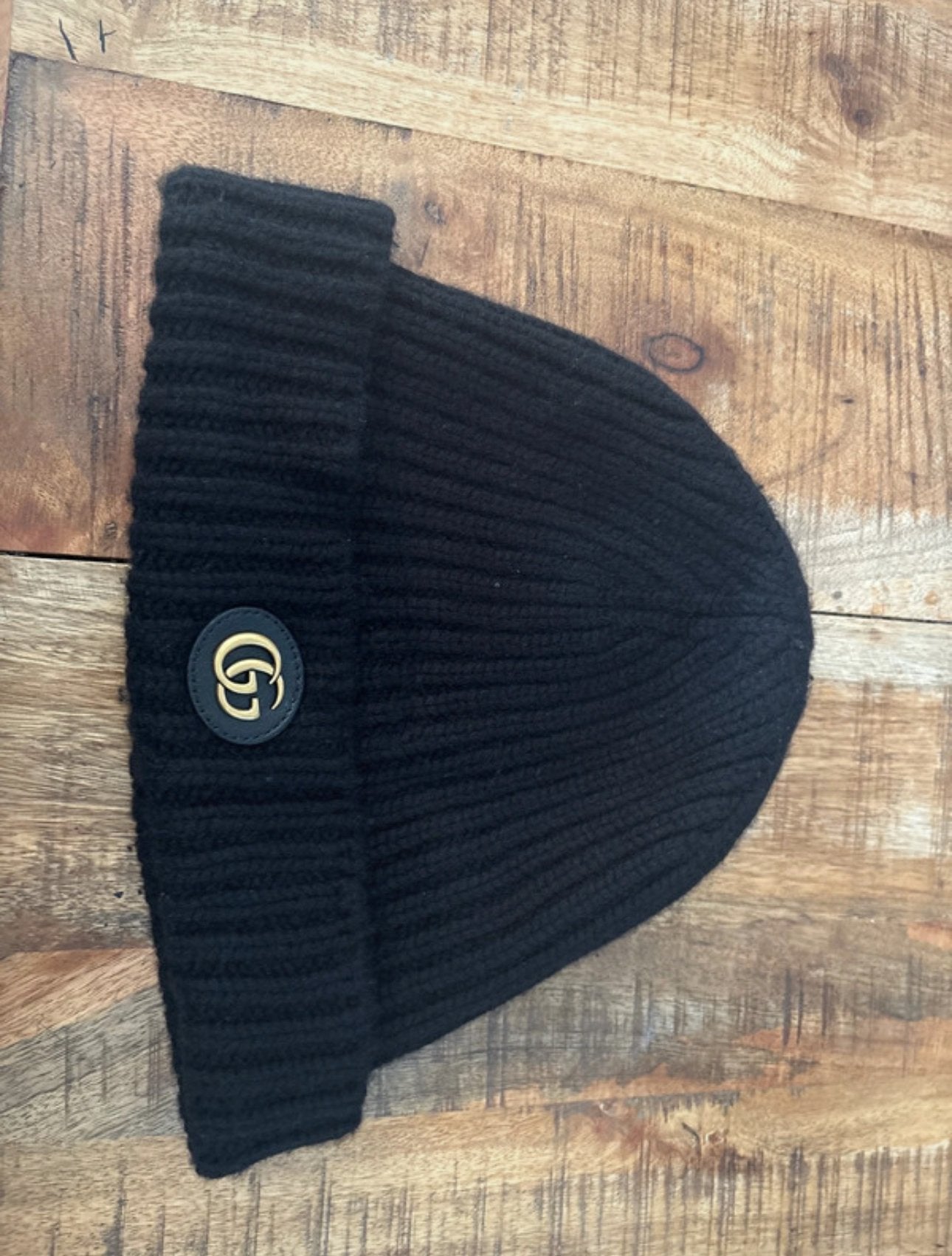 Gucci GG Beanie Zwart – Cashmere – Maat L (58 cm), Ophalen of Verzenden, Zo goed als nieuw, Maat 52/54 (L), Muts