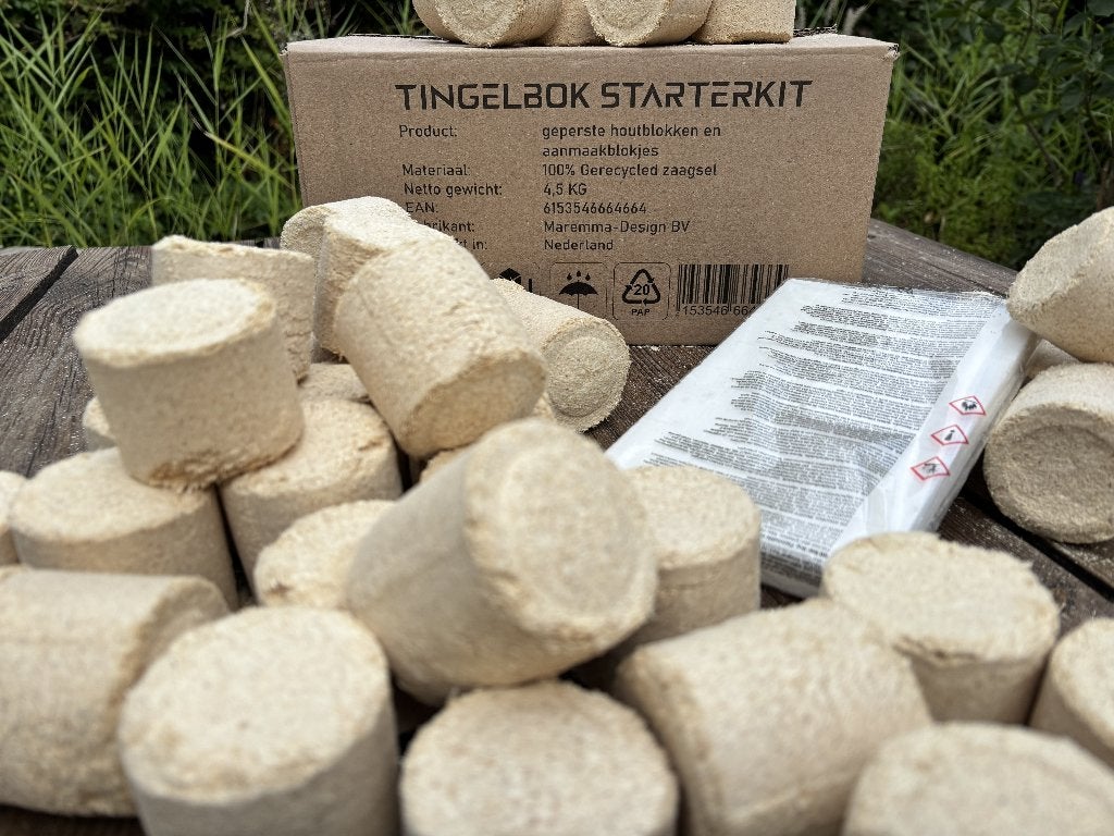 Bokkieblokken 4,5 kg Starterkit | Mini Vuurkorf Hout, Minder dan 3 m³, Verzenden, Overige houtsoorten, Blokken