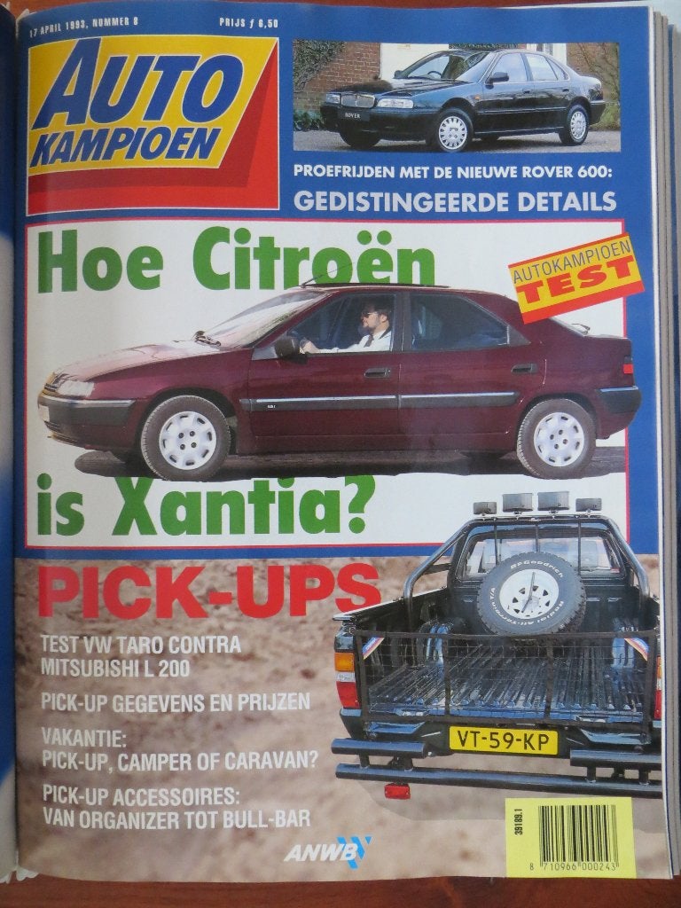 Autokampioen 8 1993 Citroën Xantia, Rover 600 VW Taro, L 200, Ophalen of Verzenden, Nieuw, Citroën
