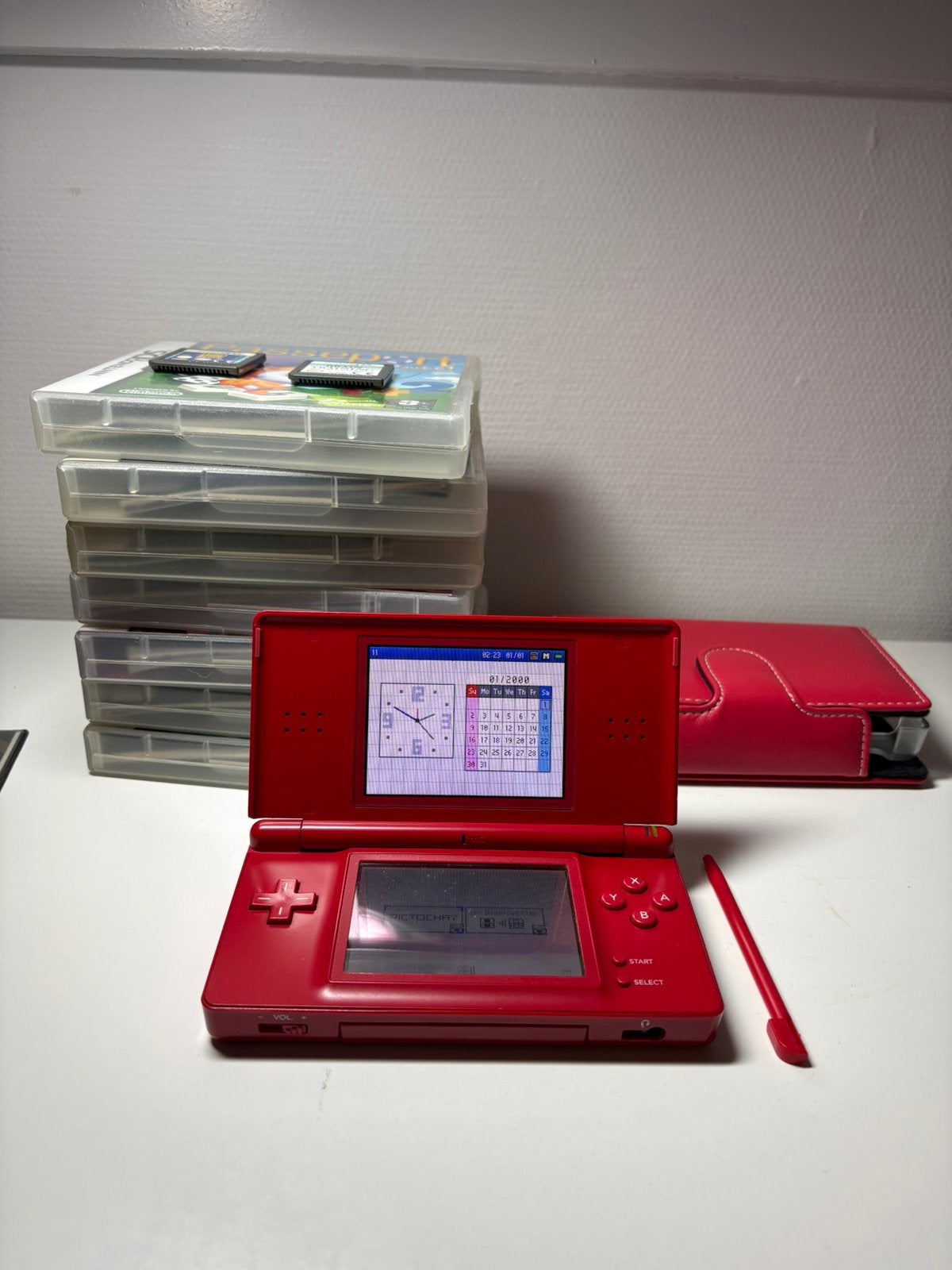 Nintendo DS Lite - Rood + 9 games, Met games, Gebruikt, Ophalen of Verzenden, Rood