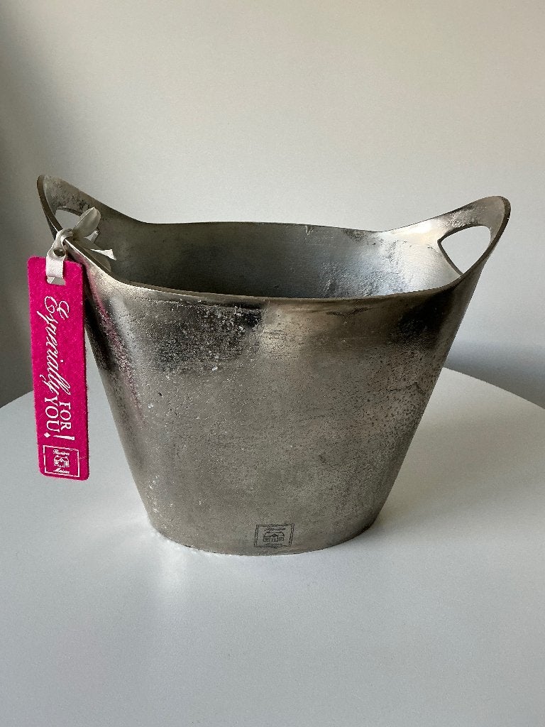 Zilverkleurige metalen wijnkoeler, Riviera Maison,, Flessenkoeler, Ophalen of Verzenden, Zo goed als nieuw, Metaal