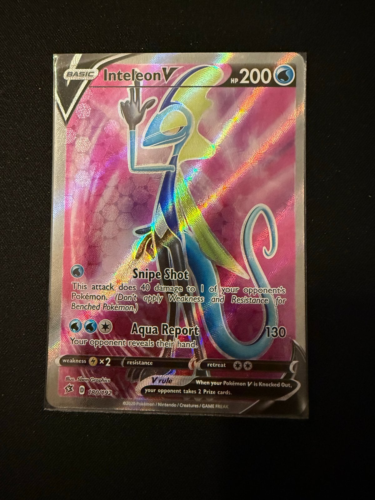 Inteleon V (180/192) Pokémon Kaart - Full Art Foil, Ophalen of Verzenden, Zo goed als nieuw, Losse kaart, Foil