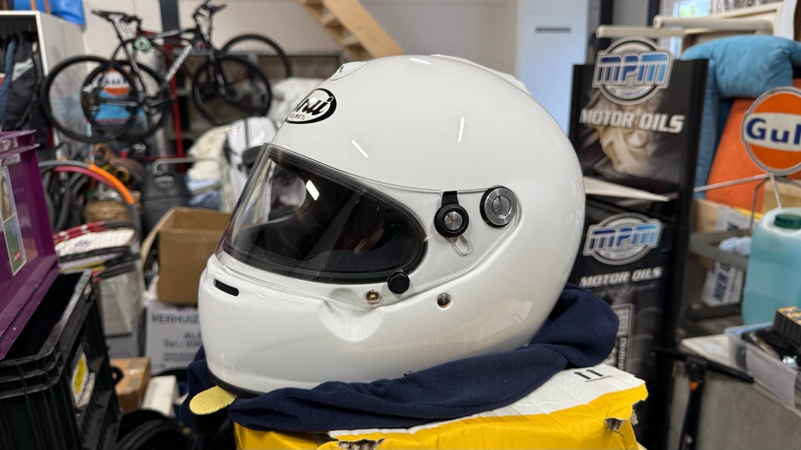 Arai GP-5/k Integraalhelm - Wit, Motoren, Kleding | Motorhelmen, Heren, Integraalhelm, L, Arai, Tweedehands, Ophalen of Verzenden
