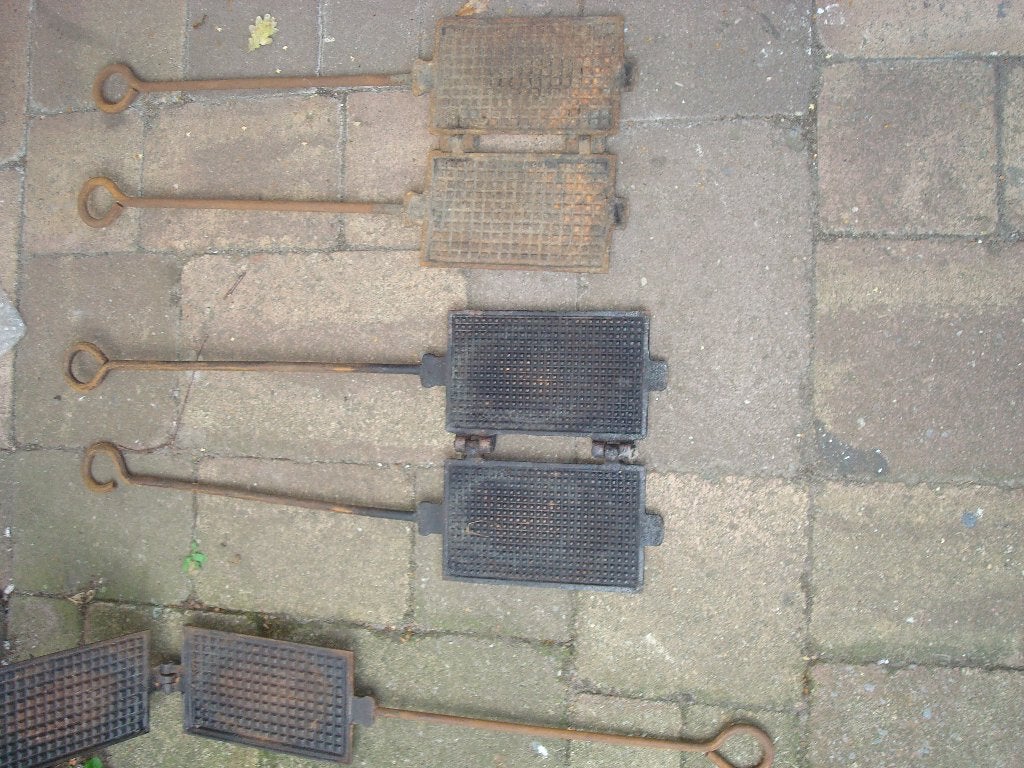 3 gietijzeren wafelijzers, Ophalen of Verzenden