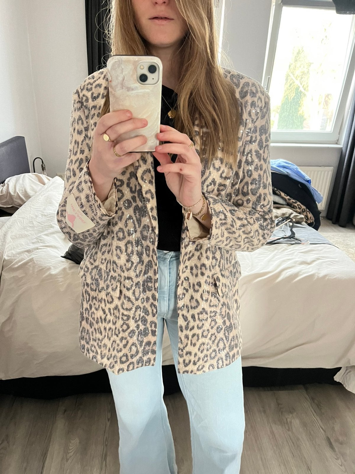 Alix the label blazer met pailletten - luipaardprint, Ophalen of Verzenden, Zo goed als nieuw, Maat 38/40 (M), Jasje