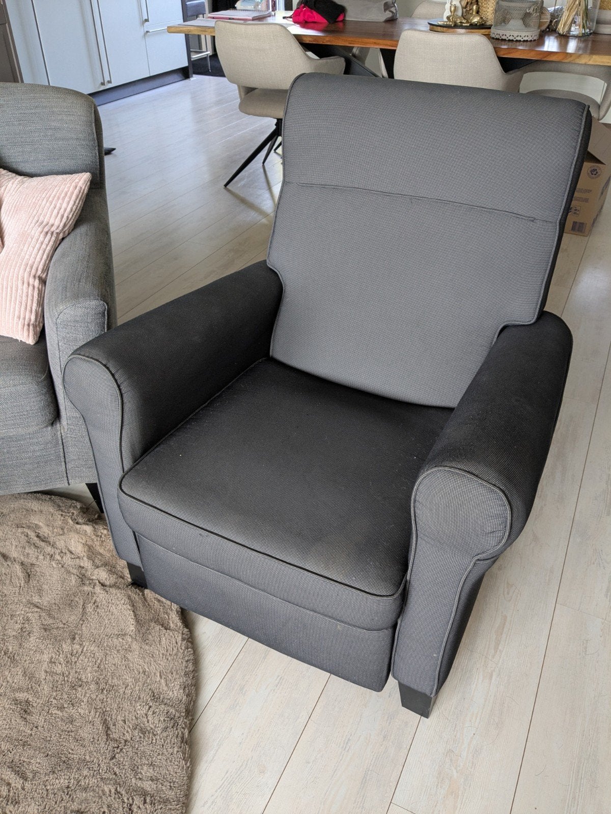 Ikea relaxfauteuil met voetensteun, Huis en Inrichting, Stoelen, Ophalen, Gebruikt, Eén, Stof