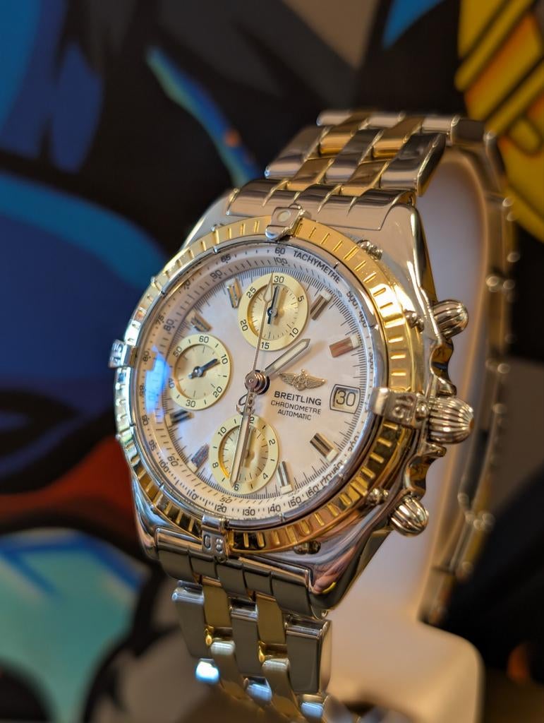 Breitling Chronomat D13048 met GT parelmoer wijzerplaat, Ophalen of Verzenden, Zo goed als nieuw, Goud, Breitling