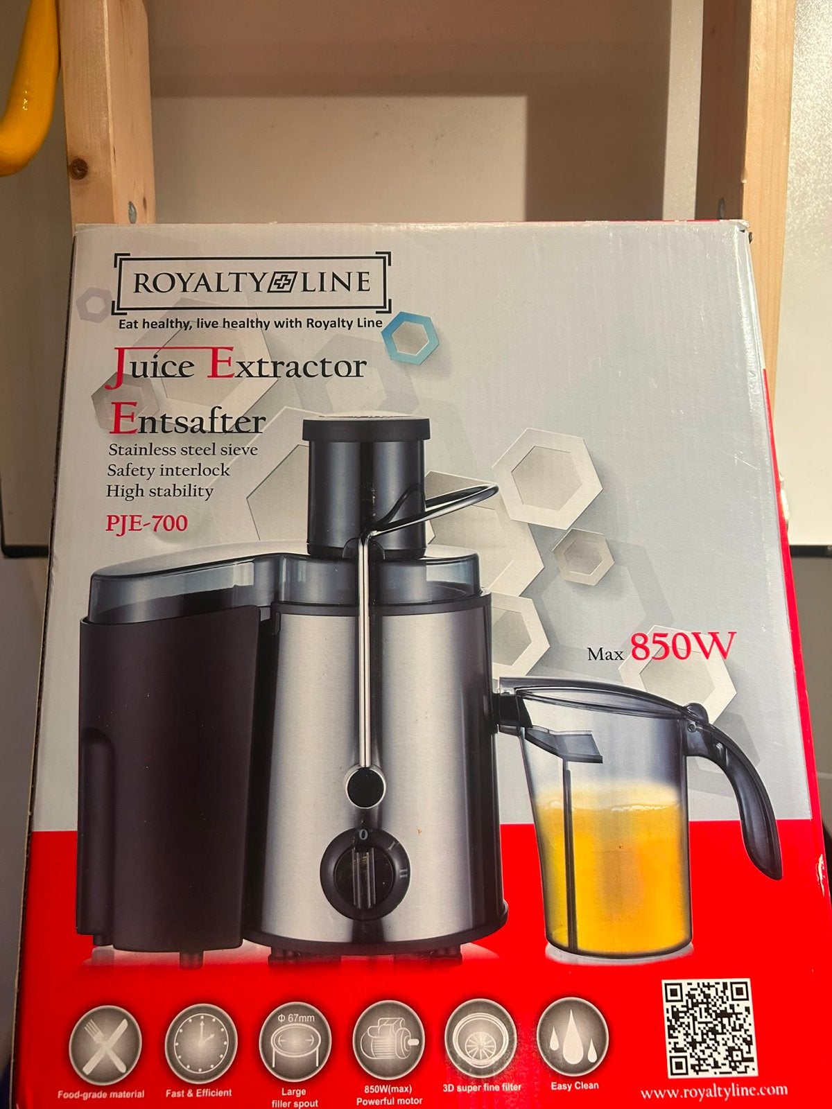 Royalty Line PJE-700 Sapcentrifuge - 850W - RVS, Ophalen of Verzenden, Nieuw