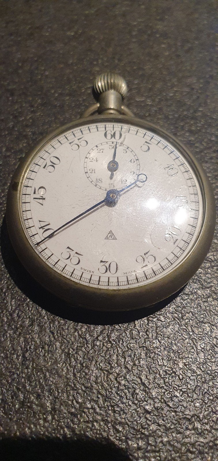 Prachtige Vintage Alpina Zwitserse Mechanische Stopwatch, Ophalen of Verzenden, Staal, Overige merken, 1930 tot 1960