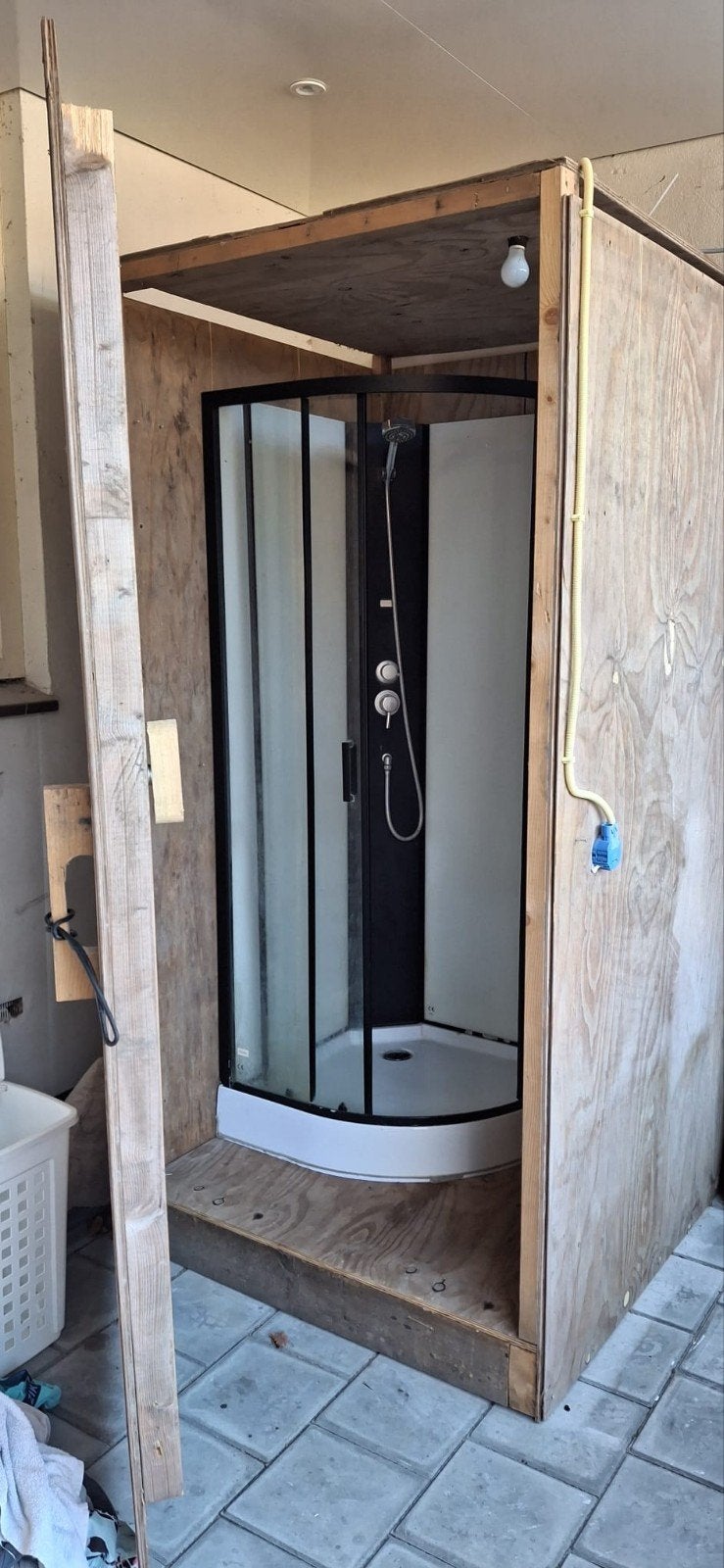 Buiten douchecabine, tijdelijke douche, Huis en Inrichting, Ophalen, Gebruikt, Met douche