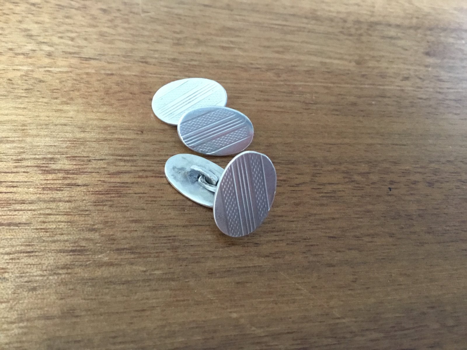 Zilveren manchetknopen met patroon, gebruikt, Ophalen of Verzenden, Gebruikt, Zilver