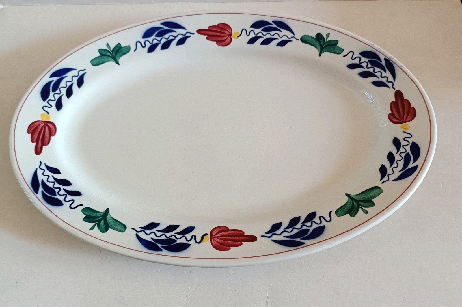 Boerenbont ovale schaal - 35,5 x 24,5 cm - puntgaaf, Keramiek, Landelijk/Boerenbont, Ophalen of Verzenden, Royal Boch