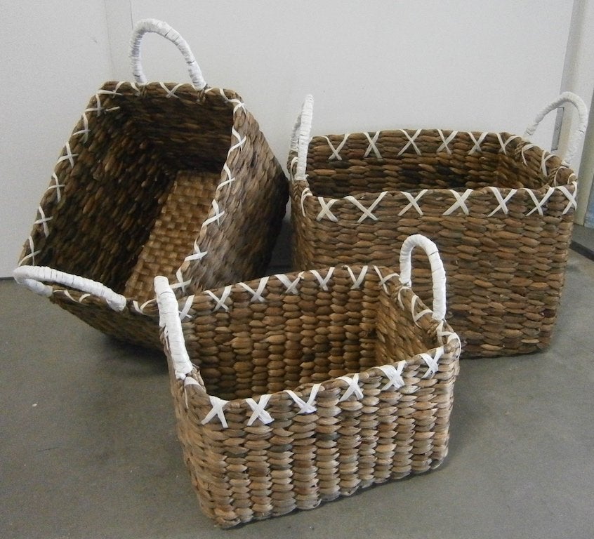 rieten manden, waterhyacint - set van 3 - Gratis bezorgd, Huis en Inrichting, Woonaccessoires | Schalen en Manden, TTM Wonen, Meubels – (Perzische) Tapijten en Woonaccessoires