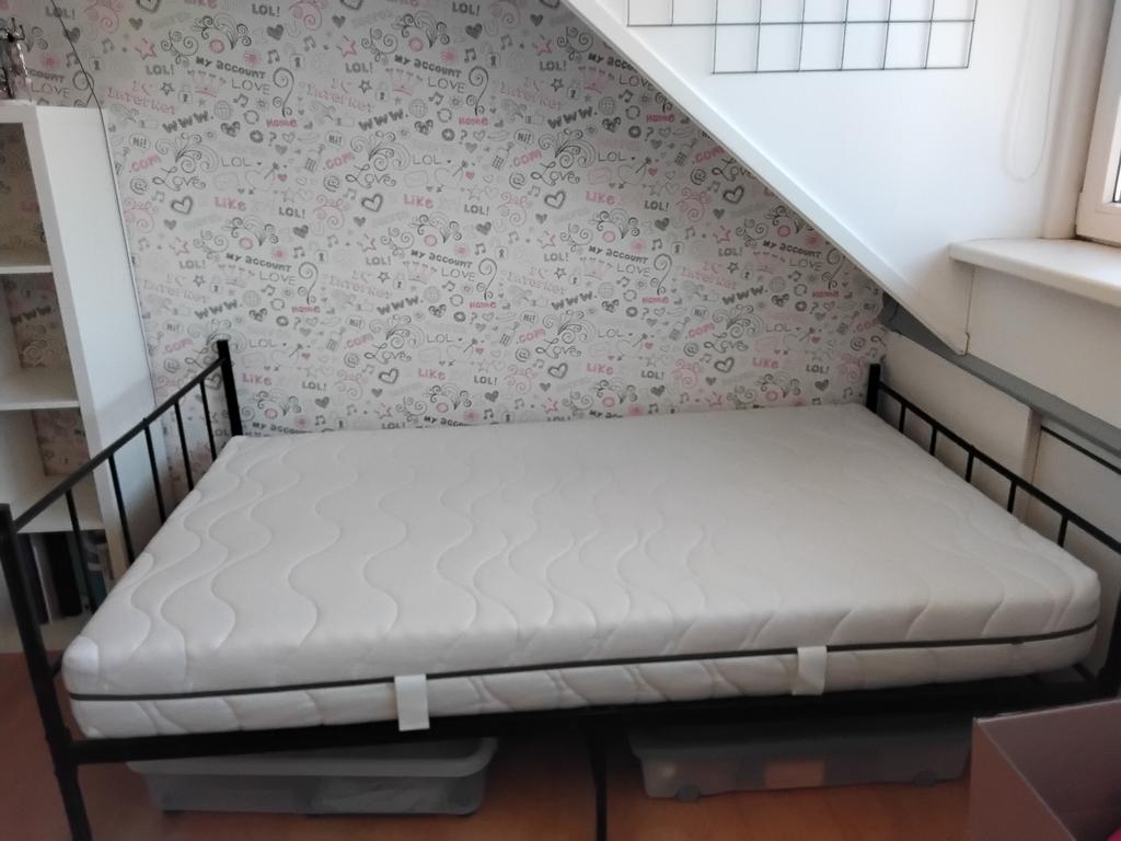 Bed (twijfelaar), Huis en Inrichting, Slaapkamer | Bedden, Ophalen, Gebruikt, Zwart, Twijfelaar
