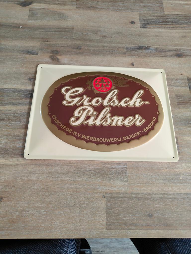 Grolsch reclame bord, Ophalen of Verzenden, Zo goed als nieuw, Reclamebord, Plaat of Schild, Grolsch