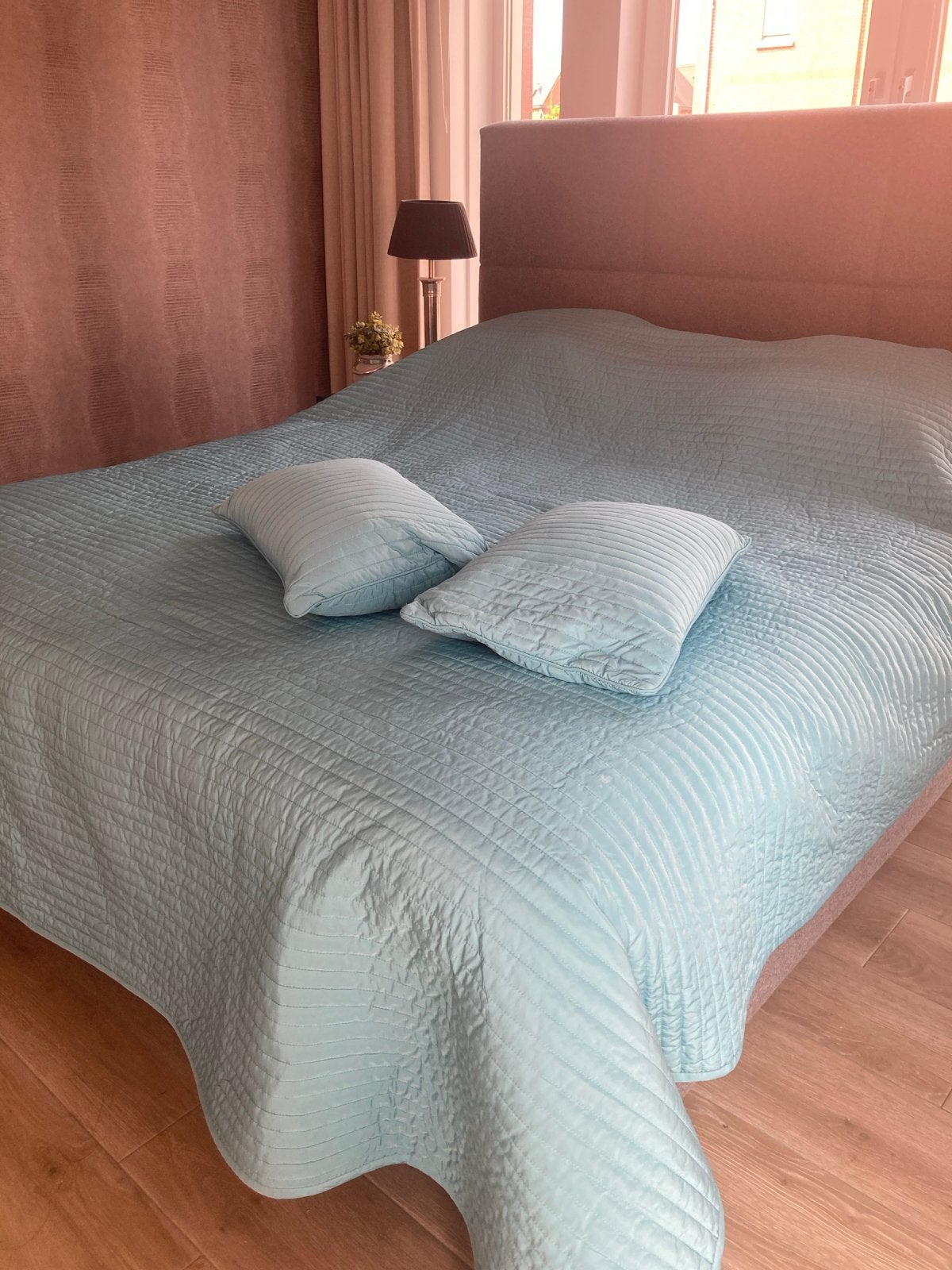 IKEA Karit sprei turquoise/lichtblauw met kussenslopen, Ophalen, Jongetje of Meisje, Blauw, Deken of Dekbed