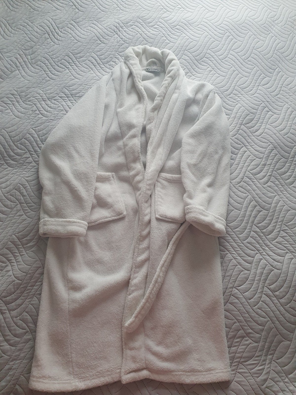 witte fleece katoen badjas maat xl, Ophalen of Verzenden, Zo goed als nieuw, Maat 46/48 (XL) of groter
