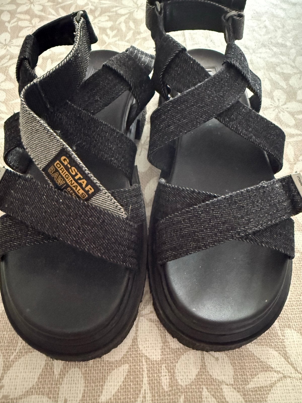 G-Star RAW Sandalen - Zwart Denim, Verzenden, Zo goed als nieuw, Zwart, Sandalen of Muiltjes