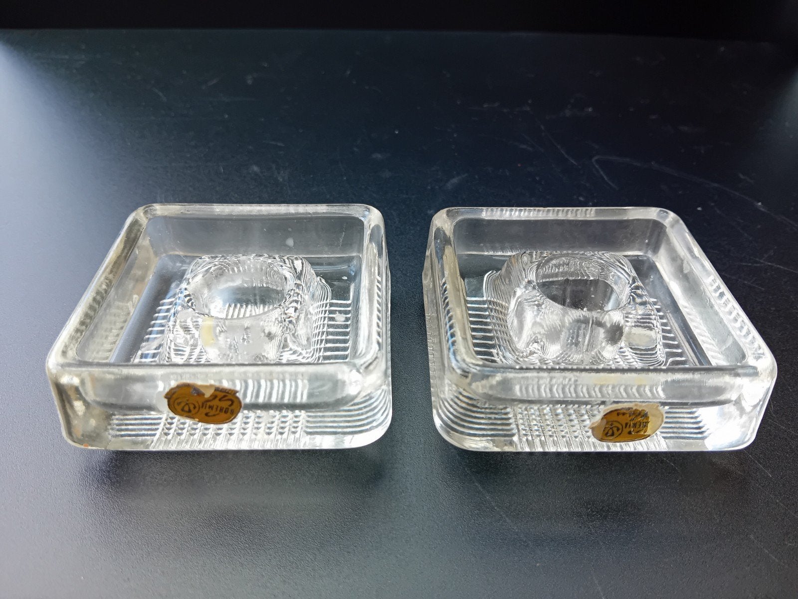 2 kandelaren vintage glas Boheems Rudolf Jurnikl, Verzenden