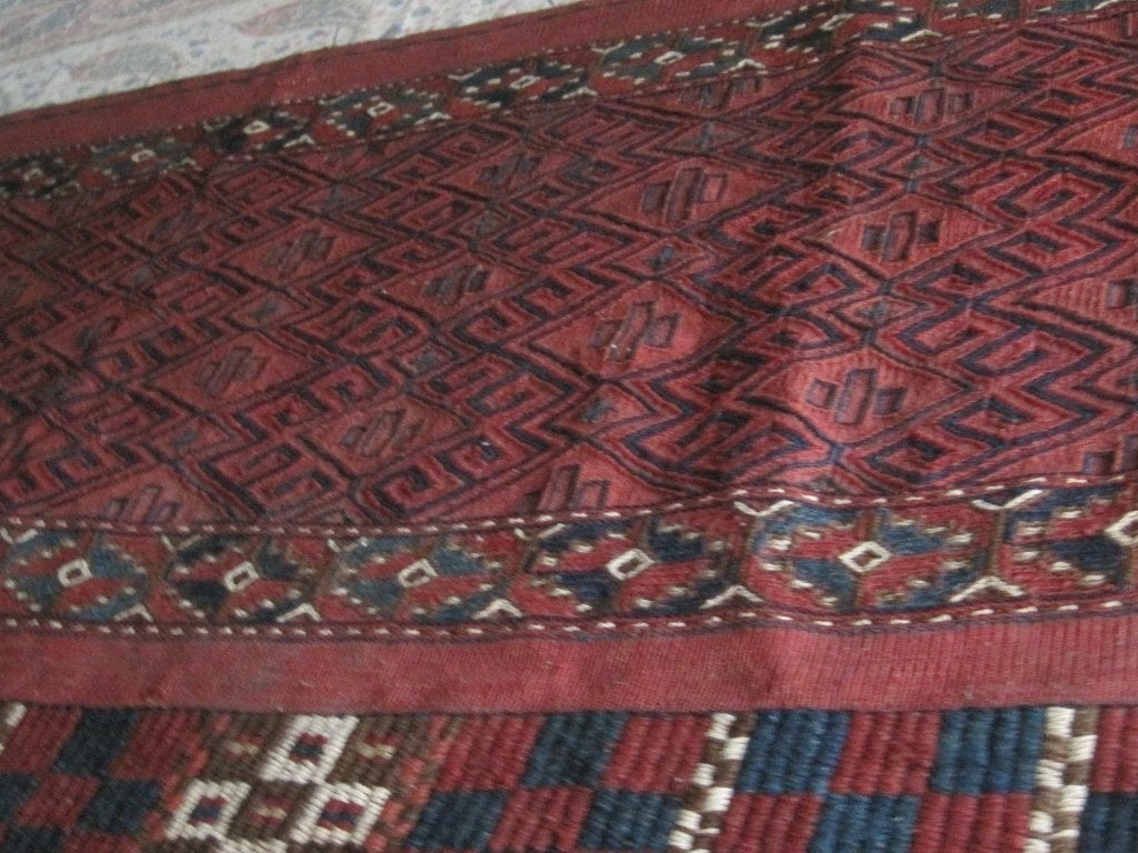Antiek Turkmen Torba kelim circa 1920 handgeknoopt, Ophalen