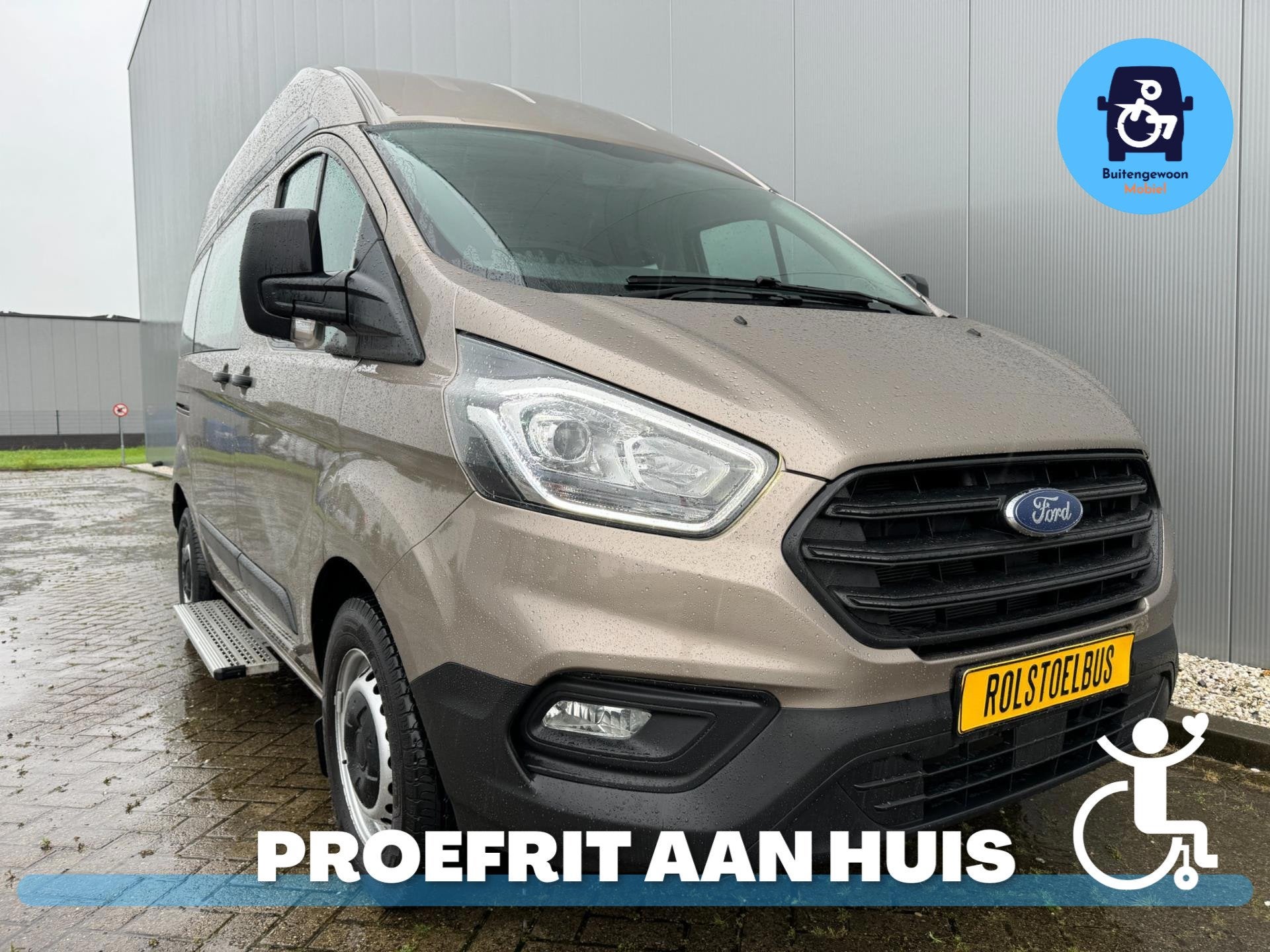 Ford Transit Custom 2021 Rolstoelbus (Airco) 3+1 Rolstoelzit, Voorwielaandrijving, Dealer onderhouden, Stof, Zwart