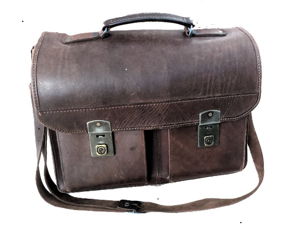 Leren Aktetas / Boekentas - merk Ruiter tas - Type schooltas, Ophalen, Bruin, Aktetas of Boekentas, Leer