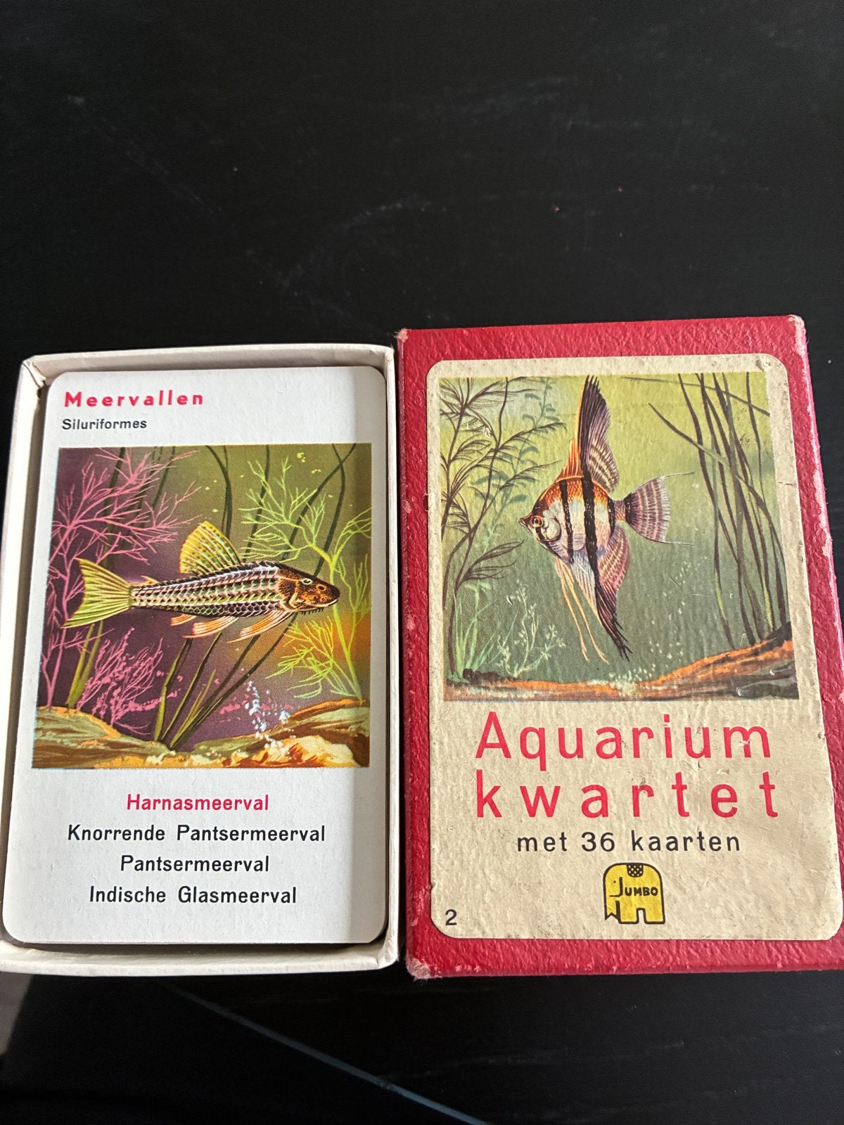 Vintage Jumbo Aquarium Kwartet - Compleet met 36 kaarten, Drie of vier spelers, Ophalen of Verzenden, Gebruikt