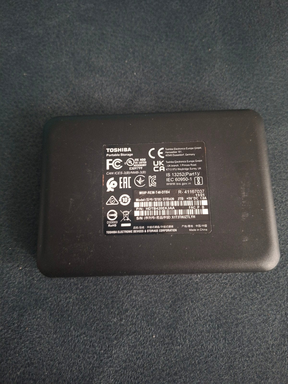 toshiba externe schijf, Ophalen, Zo goed als nieuw, Laptop, USB