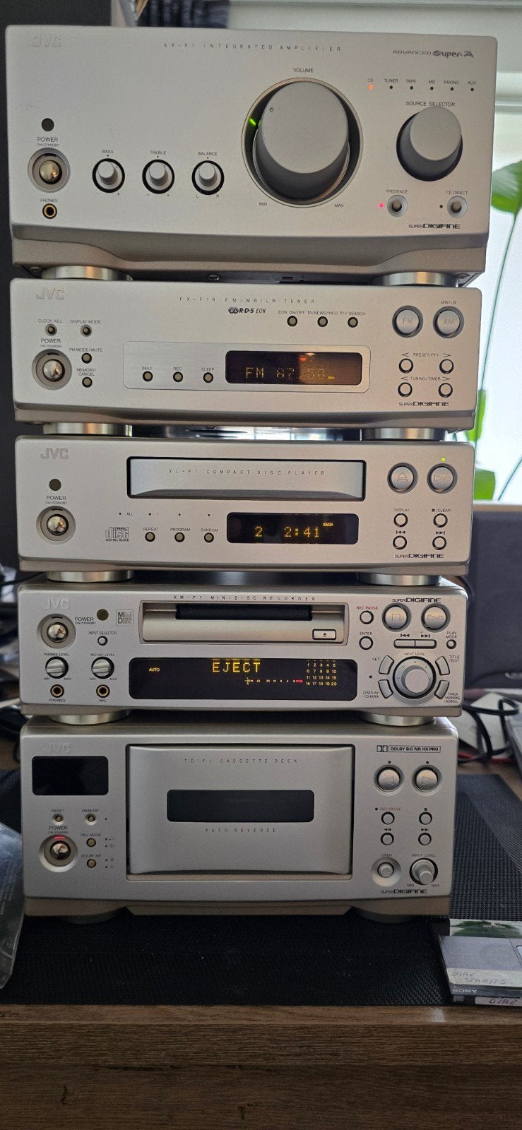 JVC Hi-Fi Set: Versterker, Tuner, CD, MD, Cassettedeck, Gebruikt, Tuner of Radio, JVC, Losse componenten
