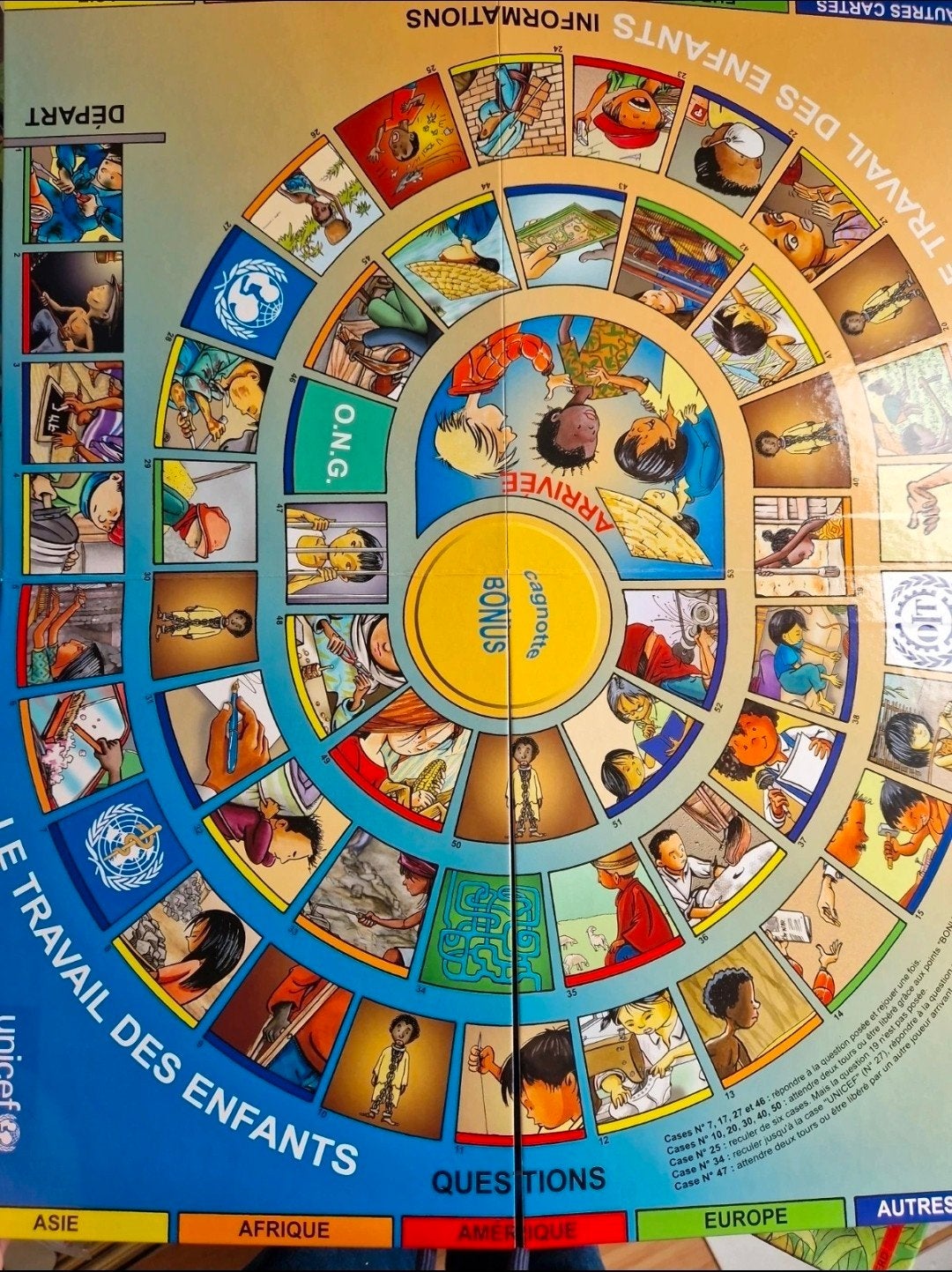 Unicef Franstalig Ganzenbord Educatief Spel, Drie of vier spelers, Ophalen of Verzenden, Gebruikt, Unicef