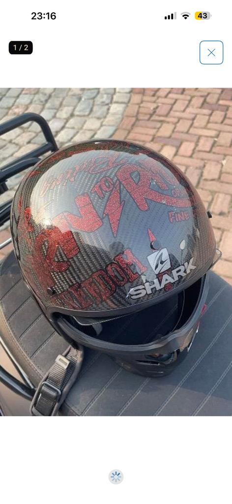 Shark Carbon helm maat s, Fietsen en Brommers, Brommerhelmen, Ophalen of Verzenden, Zo goed als nieuw, Small