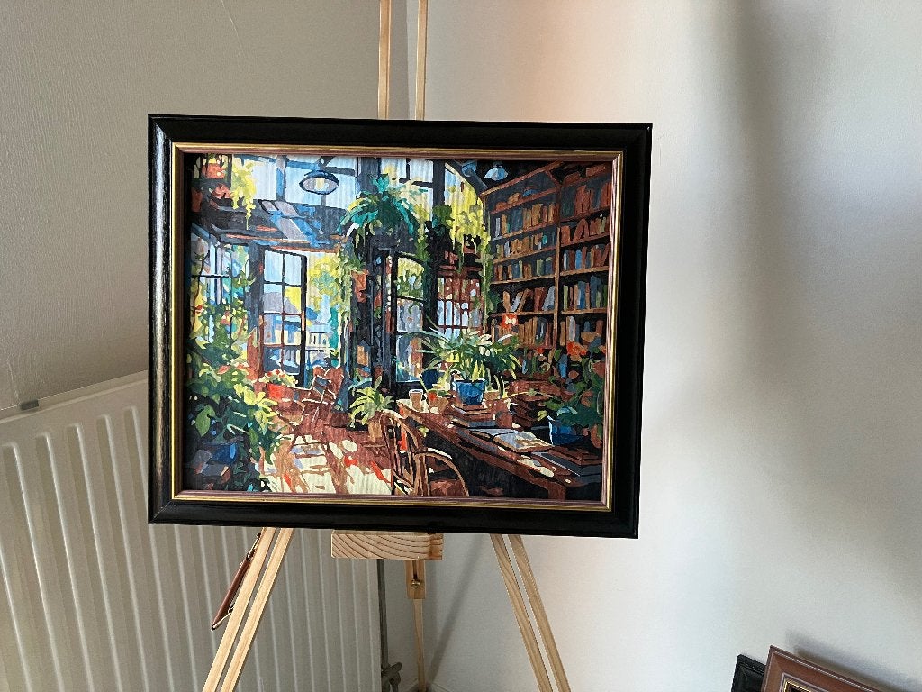 Schilderij “De ontspankamer”, Antiek en Kunst, Ophalen of Verzenden