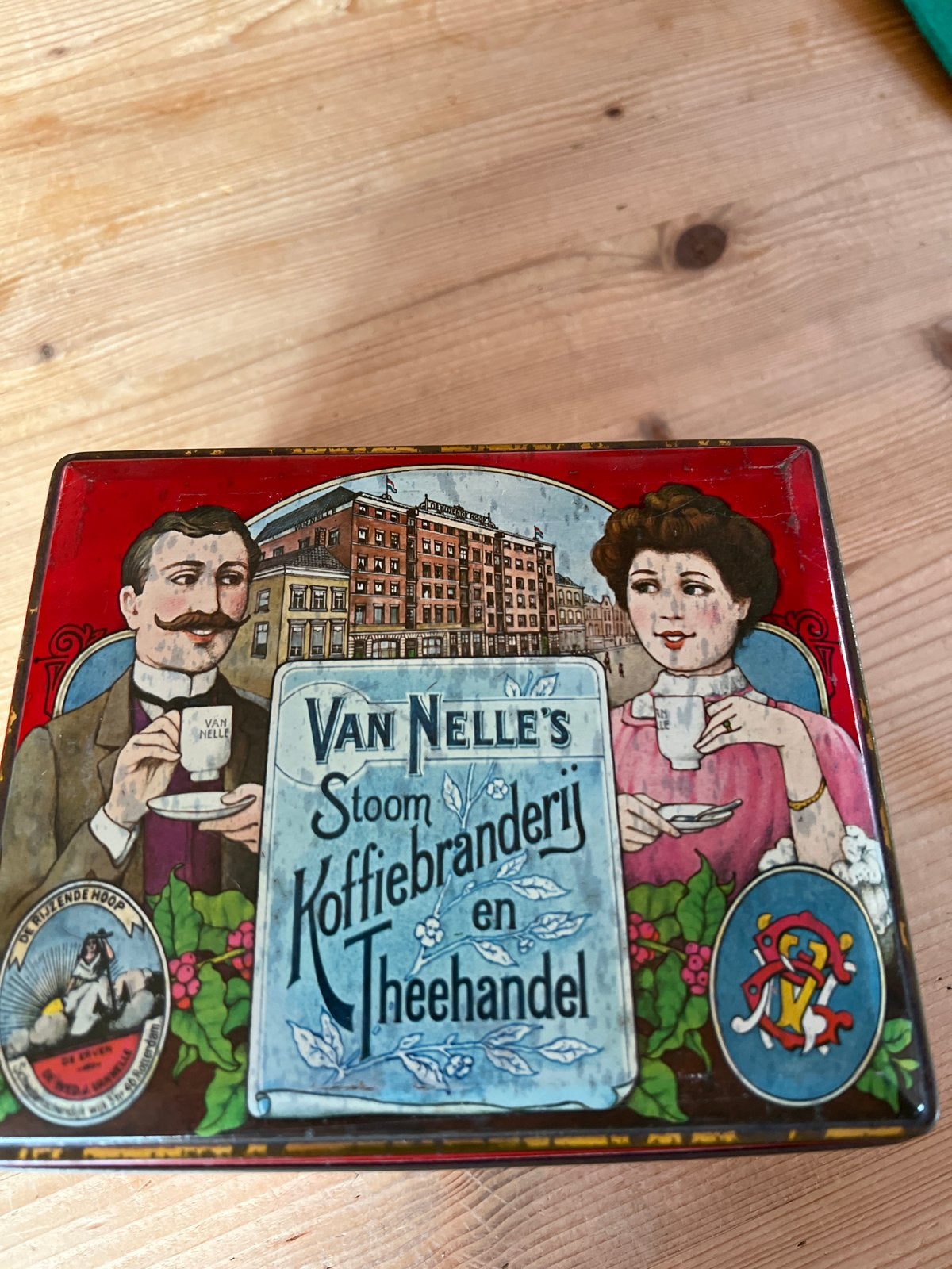 Vintage Van Nelle's Koffie en Thee Blik - De Rijzende Hoop, Ophalen of Verzenden
