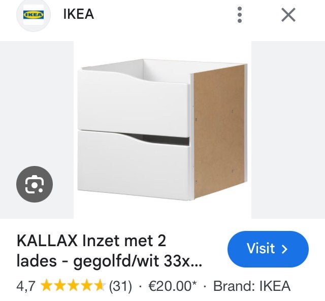 IKEA Kallax inzet met 2 laden, NIEUW wit, Huis en Inrichting, Kasten | Ladekasten, Ophalen, 1 of 2 laden, Zo goed als nieuw, Minder dan 100 cm