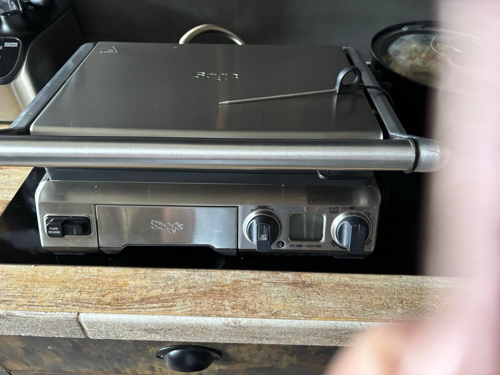 Sage The Smart Grill Pro - Contactgrill met temperatuursonde, Ophalen of Verzenden, Uitneembare platen, Zo goed als nieuw