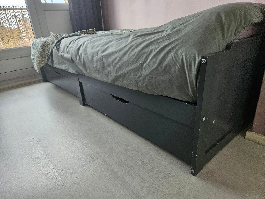 Eenpersoonsbed met EMMA matras, Ophalen, 90 cm, Eenpersoons, Zo goed als nieuw