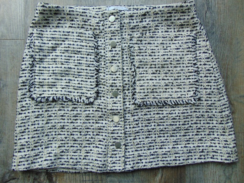 Gestructureerde ecru / zwart tweed minirok Mango maat 38 rok, Kleding | Dames, Maat 38/40 (M), Mango, Beige, Ophalen of Verzenden