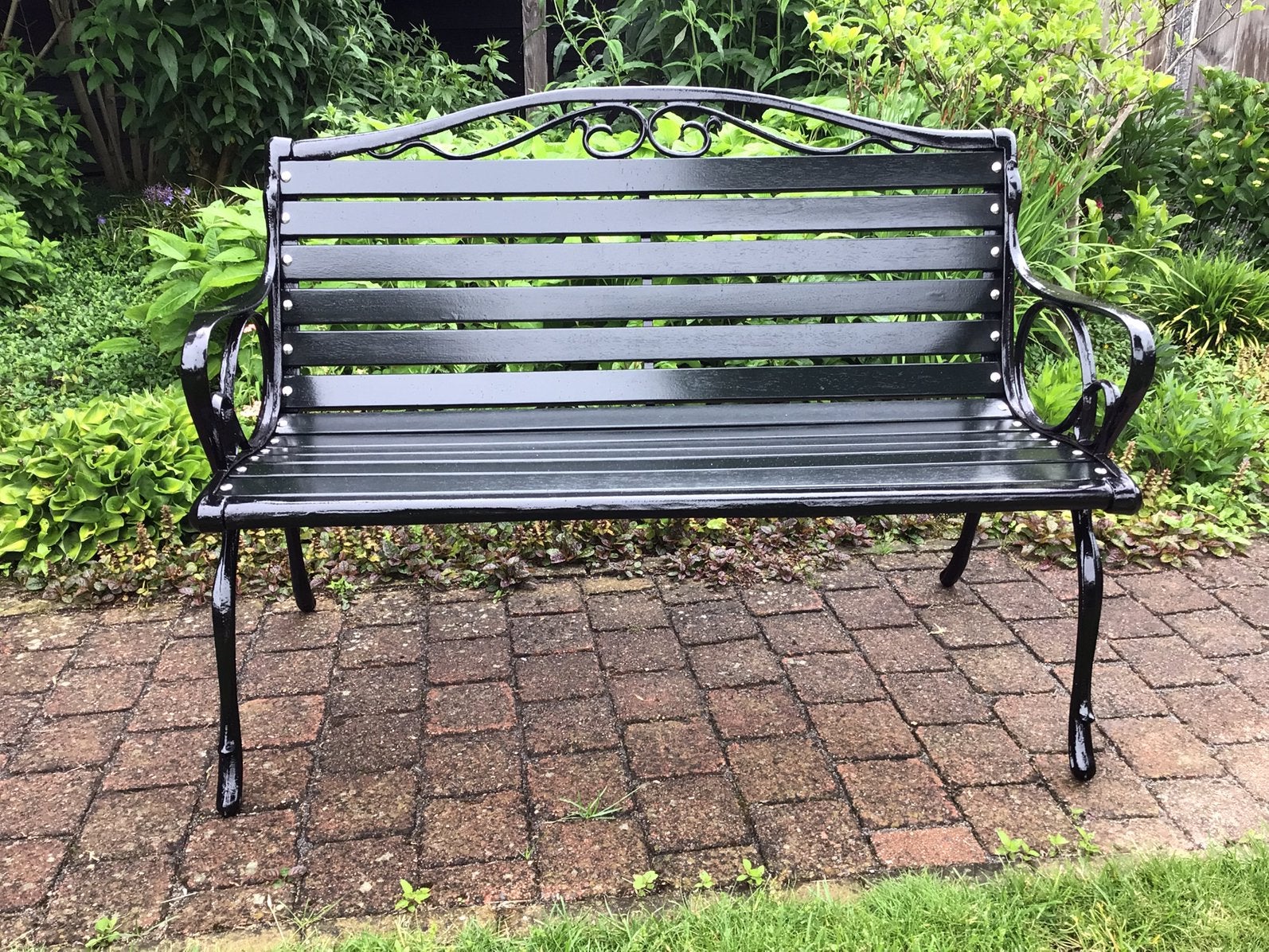 Gietijzer frame tuinbank, Ophalen, Nieuw, Hout