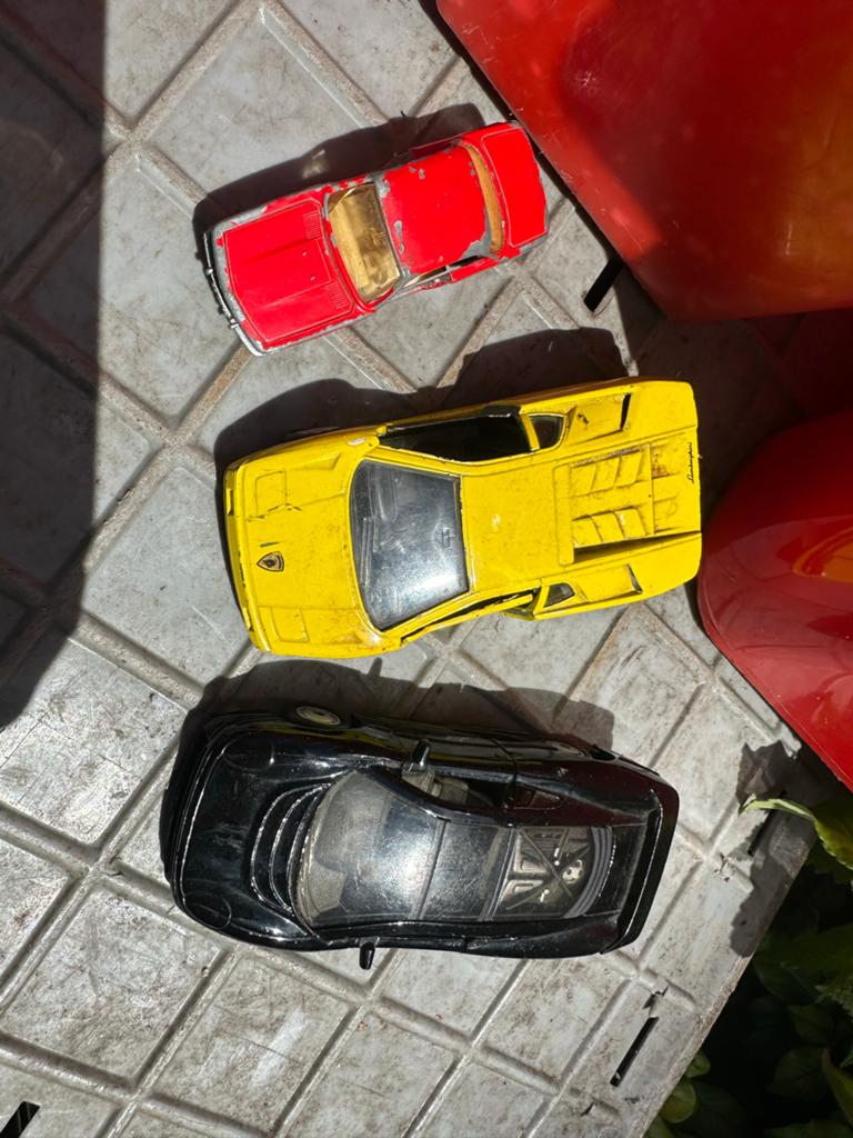 Set van 3 vintage speelgoedauto's: Majorette, Lamborghini, J, Ophalen of Verzenden, Gebruikt, Auto