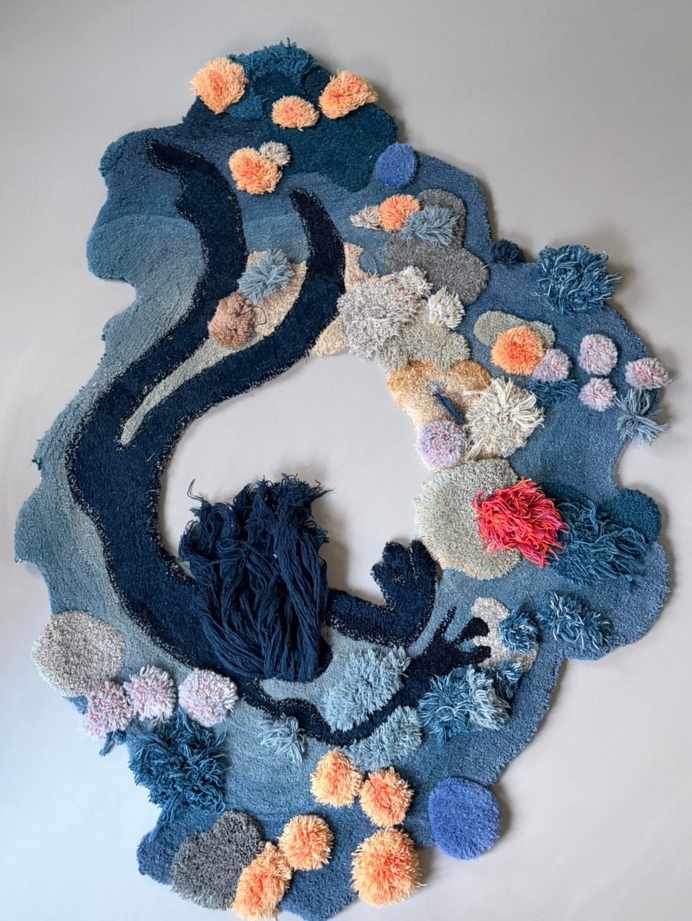 Tuft Vloer/wand tapijt, Ophalen, 100 tot 150 cm, Blauw, Kunst organisch
