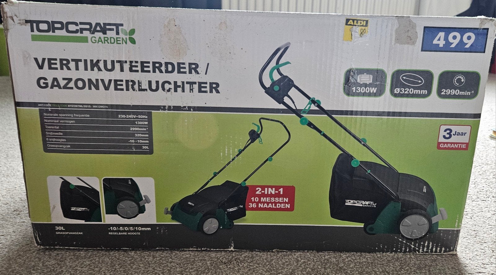 Vertikuteerder/gazonverluchter, Ophalen, Topcraft, Zo goed als nieuw, Opvangzak